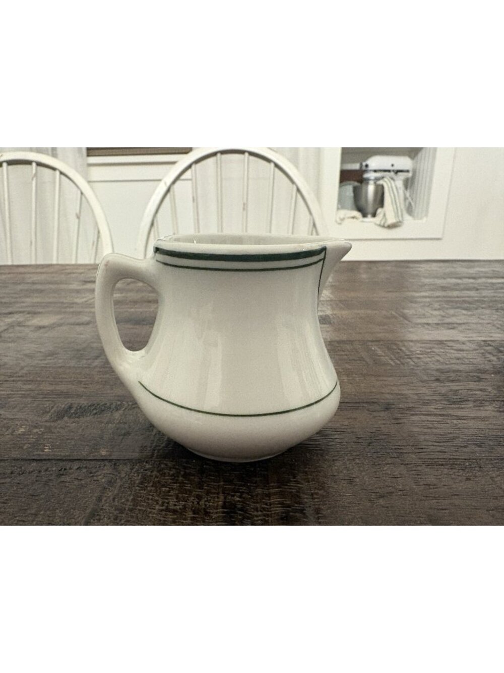 Vintage Creamer Jackson China USA Green Stripe Chunky Falls Creek PA